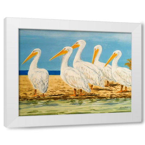 Coastal Flock I White Modern Wood Framed Art Print by Baliko, Linda