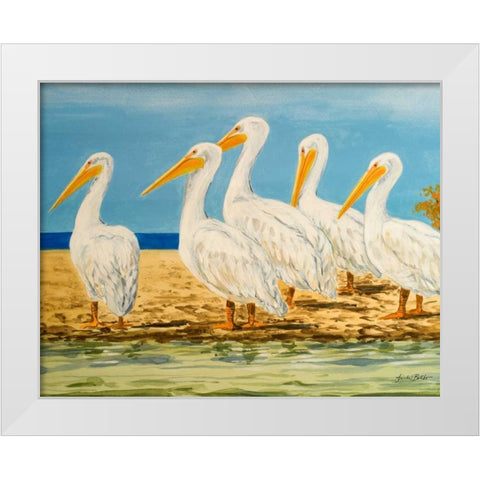 Coastal Flock I White Modern Wood Framed Art Print by Baliko, Linda