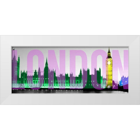 Night Neon London White Modern Wood Framed Art Print by Peck, Gail