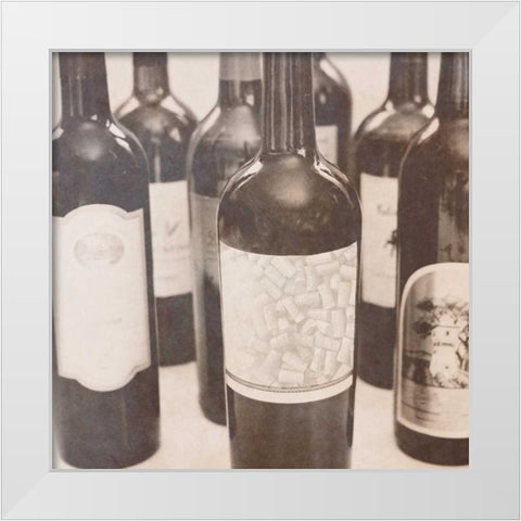 Wine Square I White Modern Wood Framed Art Print by Peck, Gail