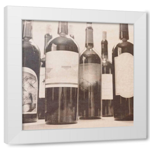 Wine Square I White Modern Wood Framed Art Print by Peck, Gail