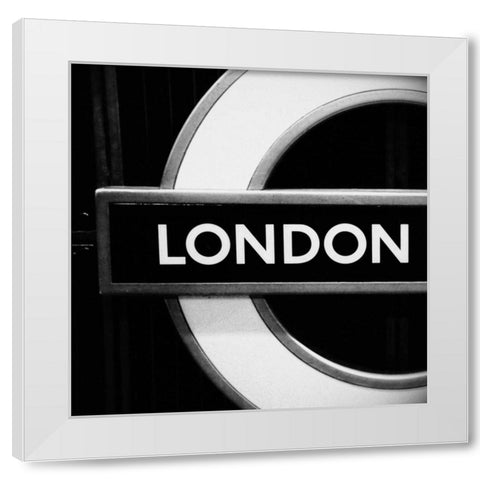 London Sign BandW White Modern Wood Framed Art Print by Peck, Gail