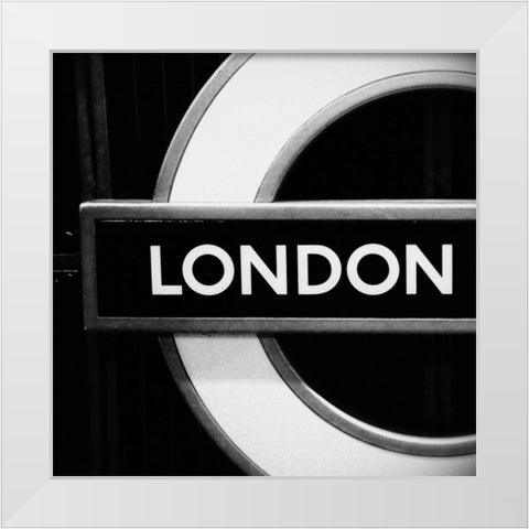 London Sign BandW White Modern Wood Framed Art Print by Peck, Gail
