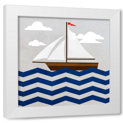 Chevron Sailing II White Modern Wood Framed Art Print by SD Graphics Studio