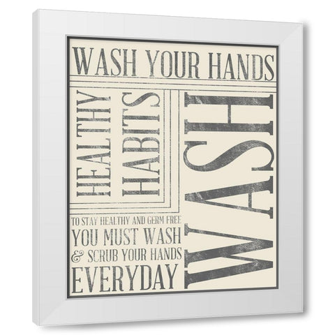 Bath Reminders in Gray III White Modern Wood Framed Art Print by SD Graphics Studio