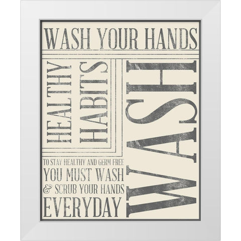 Bath Reminders in Gray III White Modern Wood Framed Art Print by SD Graphics Studio
