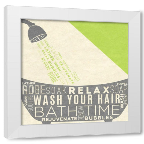 Lime Bath Time I White Modern Wood Framed Art Print by SD Graphics Studio
