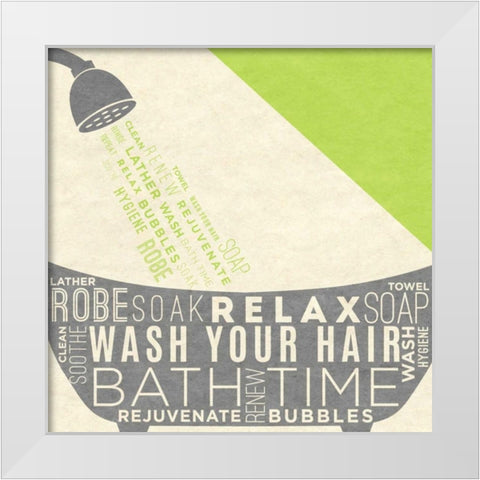 Lime Bath Time I White Modern Wood Framed Art Print by SD Graphics Studio