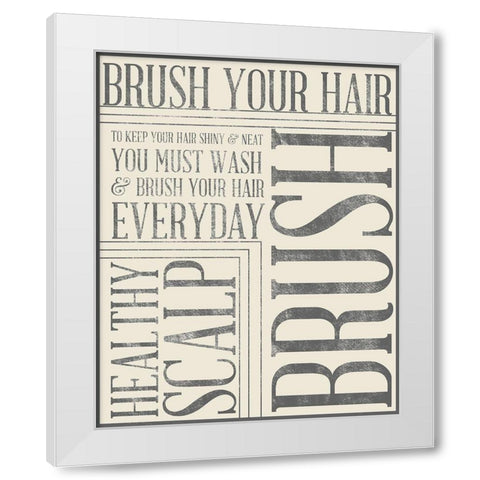 Bath Reminders in Gray I White Modern Wood Framed Art Print by SD Graphics Studio