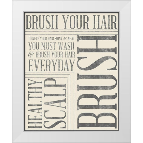 Bath Reminders in Gray I White Modern Wood Framed Art Print by SD Graphics Studio