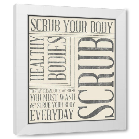 Bath Reminders in Gray II White Modern Wood Framed Art Print by SD Graphics Studio