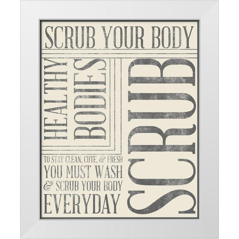 Bath Reminders in Gray II White Modern Wood Framed Art Print by SD Graphics Studio
