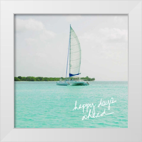 Sailing Along The Island I White Modern Wood Framed Art Print by Acosta