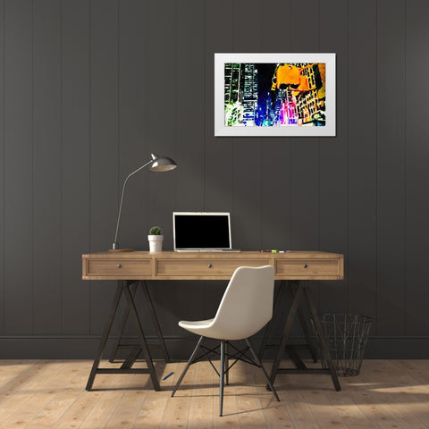 City Lights White Modern Wood Framed Art Print by Acosta