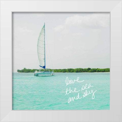 Sailing Along The Island II White Modern Wood Framed Art Print by Acosta