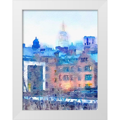 Watercolor New York White Modern Wood Framed Art Print by Acosta