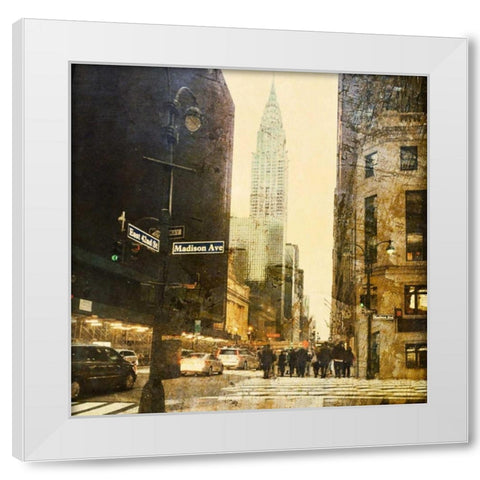 New York Streets White Modern Wood Framed Art Print by Acosta