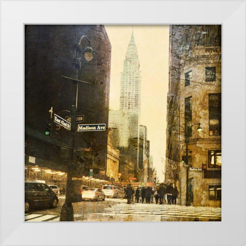 New York Streets White Modern Wood Framed Art Print by Acosta