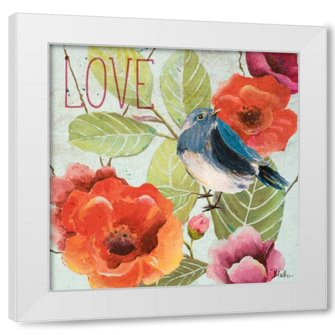 Beautiful Bird II  (Love) White Modern Wood Framed Art Print by Pinto, Patricia