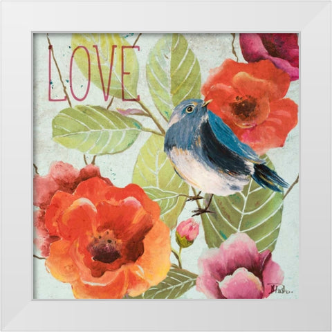 Beautiful Bird II  (Love) White Modern Wood Framed Art Print by Pinto, Patricia