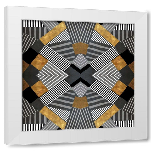 Geo Stripes in Gold and Black I White Modern Wood Framed Art Print by Loreth, Lanie