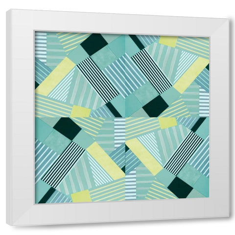 Geo Stripes in Pale Teal White Modern Wood Framed Art Print by Loreth, Lanie