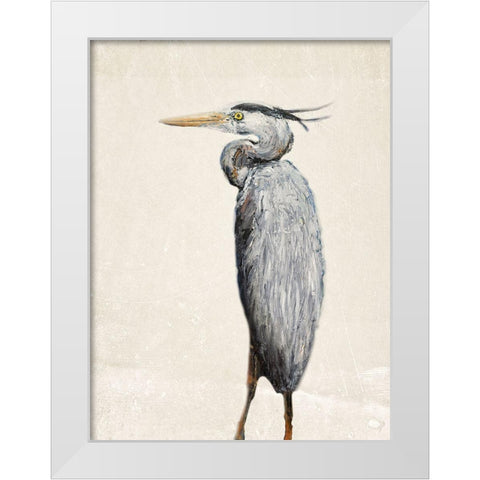 Grey Heron I White Modern Wood Framed Art Print by Johnson, Walt