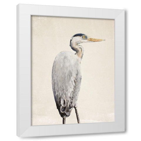 Grey Heron II White Modern Wood Framed Art Print by Johnson, Walt