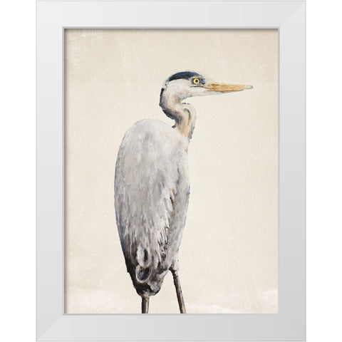 Grey Heron II White Modern Wood Framed Art Print by Johnson, Walt