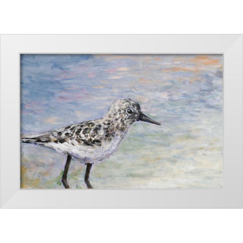 Sandpiper I White Modern Wood Framed Art Print by Johnson, Walt