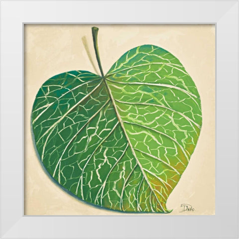 Veins of Green Leaf on Cream I White Modern Wood Framed Art Print by Pinto, Patricia