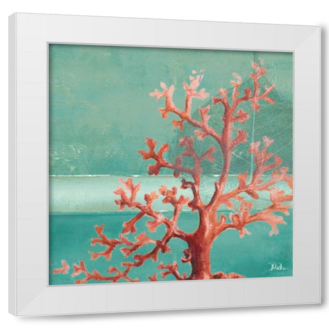 Teal Coral Reef I White Modern Wood Framed Art Print by Pinto, Patricia