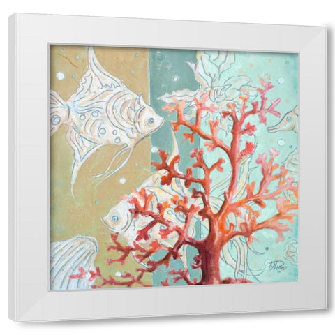 Coral Reef I White Modern Wood Framed Art Print by Pinto, Patricia