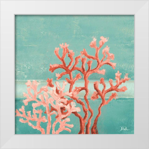 Teal Coral Reef II White Modern Wood Framed Art Print by Pinto, Patricia