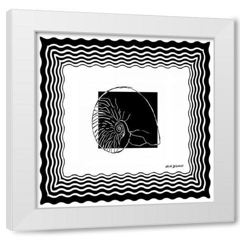 Bath Shells Square I White Modern Wood Framed Art Print by Biscardi, Nicholas