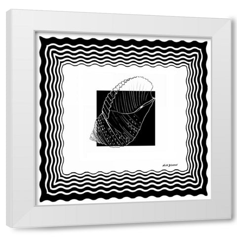 Bath Shells Square III White Modern Wood Framed Art Print by Biscardi, Nicholas