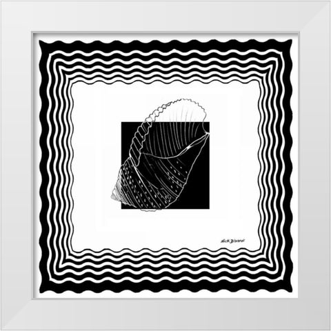 Bath Shells Square III White Modern Wood Framed Art Print by Biscardi, Nicholas