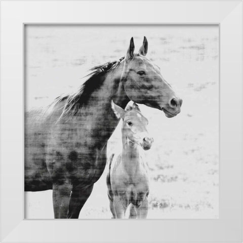 Mother and Child Border White Modern Wood Framed Art Print by Walker, Carol