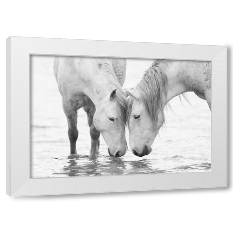 White Water Horses White Modern Wood Framed Art Print by Walker, Carol