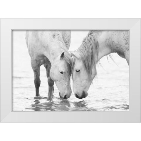 White Water Horses White Modern Wood Framed Art Print by Walker, Carol