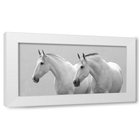 White Horses White Modern Wood Framed Art Print by Walker, Carol
