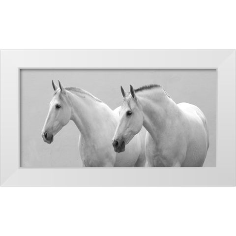White Horses White Modern Wood Framed Art Print by Walker, Carol