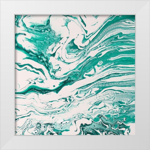 Emeralds White Modern Wood Framed Art Print by Mercado, M.