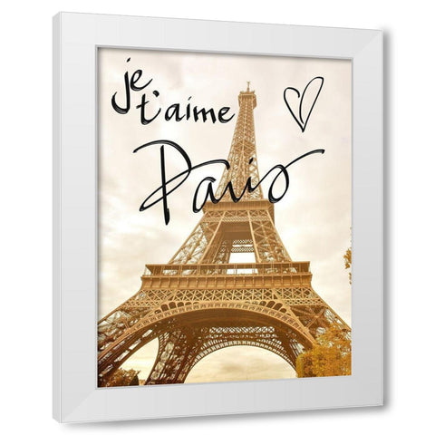 Je taime Paris White Modern Wood Framed Art Print by Navas, Emily