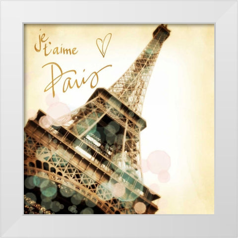Paris je T aime Border White Modern Wood Framed Art Print by Navas, Emily
