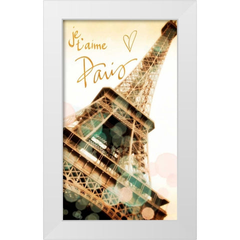 Je, taime Paris White Modern Wood Framed Art Print by Navas, Emily