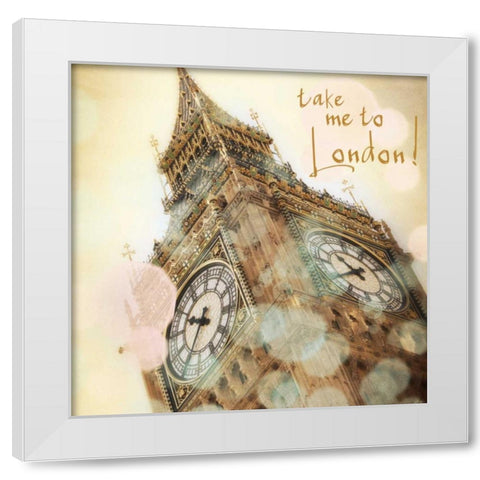 Take Me To London Border White Modern Wood Framed Art Print by Navas, Emily
