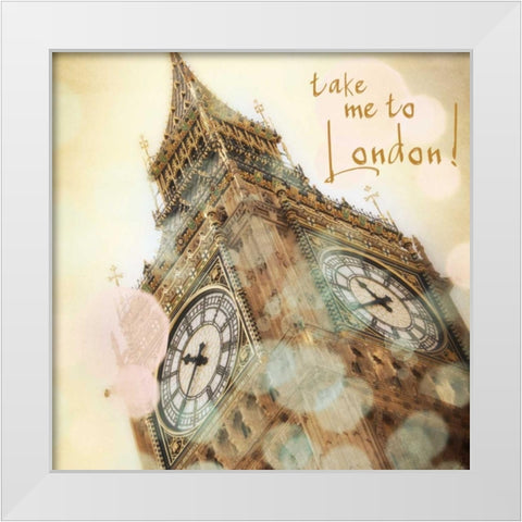 Take Me To London Border White Modern Wood Framed Art Print by Navas, Emily