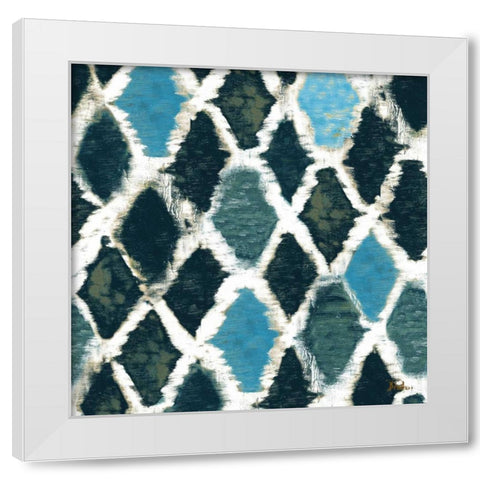 Blue Colored Thatch White Modern Wood Framed Art Print by Pinto, Patricia