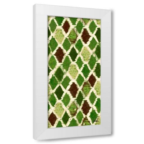 Green Colored Thatch White Modern Wood Framed Art Print by Pinto, Patricia